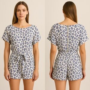 Spin Size XXL Blue Leopard Romper New